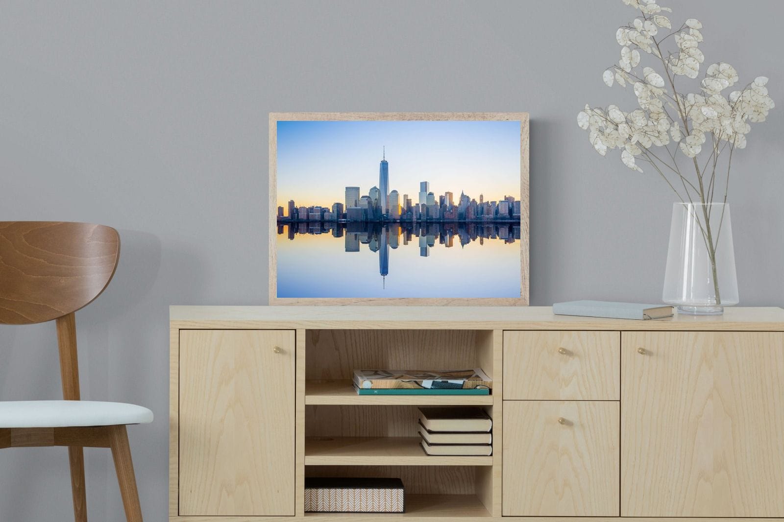 Manhattan Reflection-Wall_Art-60 x 45cm-Mounted Canvas-Wood-Pixalot