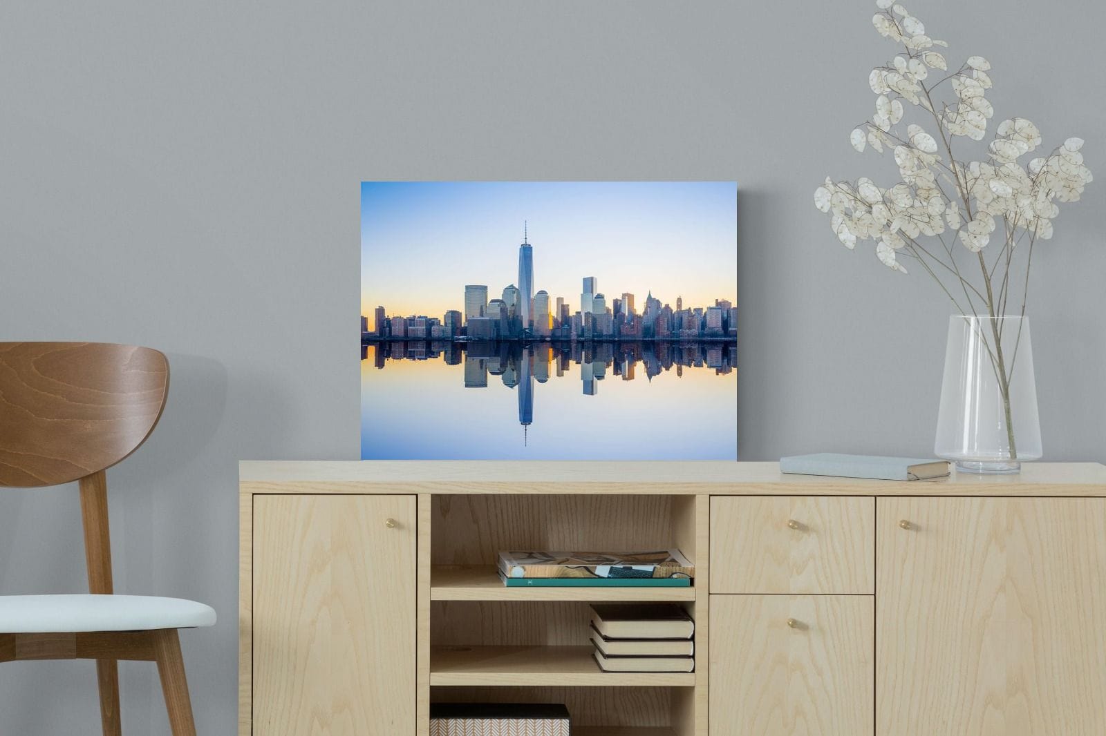 Manhattan Reflection-Wall_Art-60 x 45cm-Mounted Canvas-No Frame-Pixalot