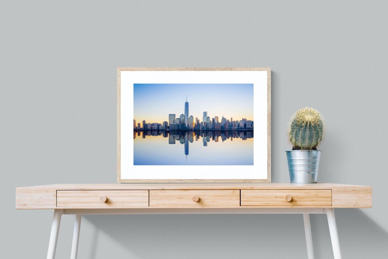 Manhattan Reflection-Wall_Art-80 x 60cm-Framed Print-Wood-Pixalot