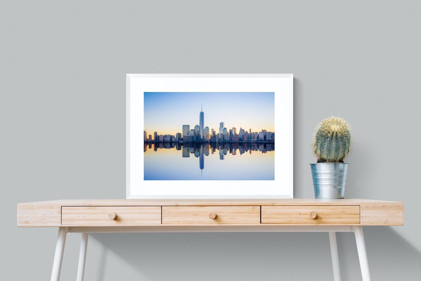 Manhattan Reflection-Wall_Art-80 x 60cm-Framed Print-White-Pixalot