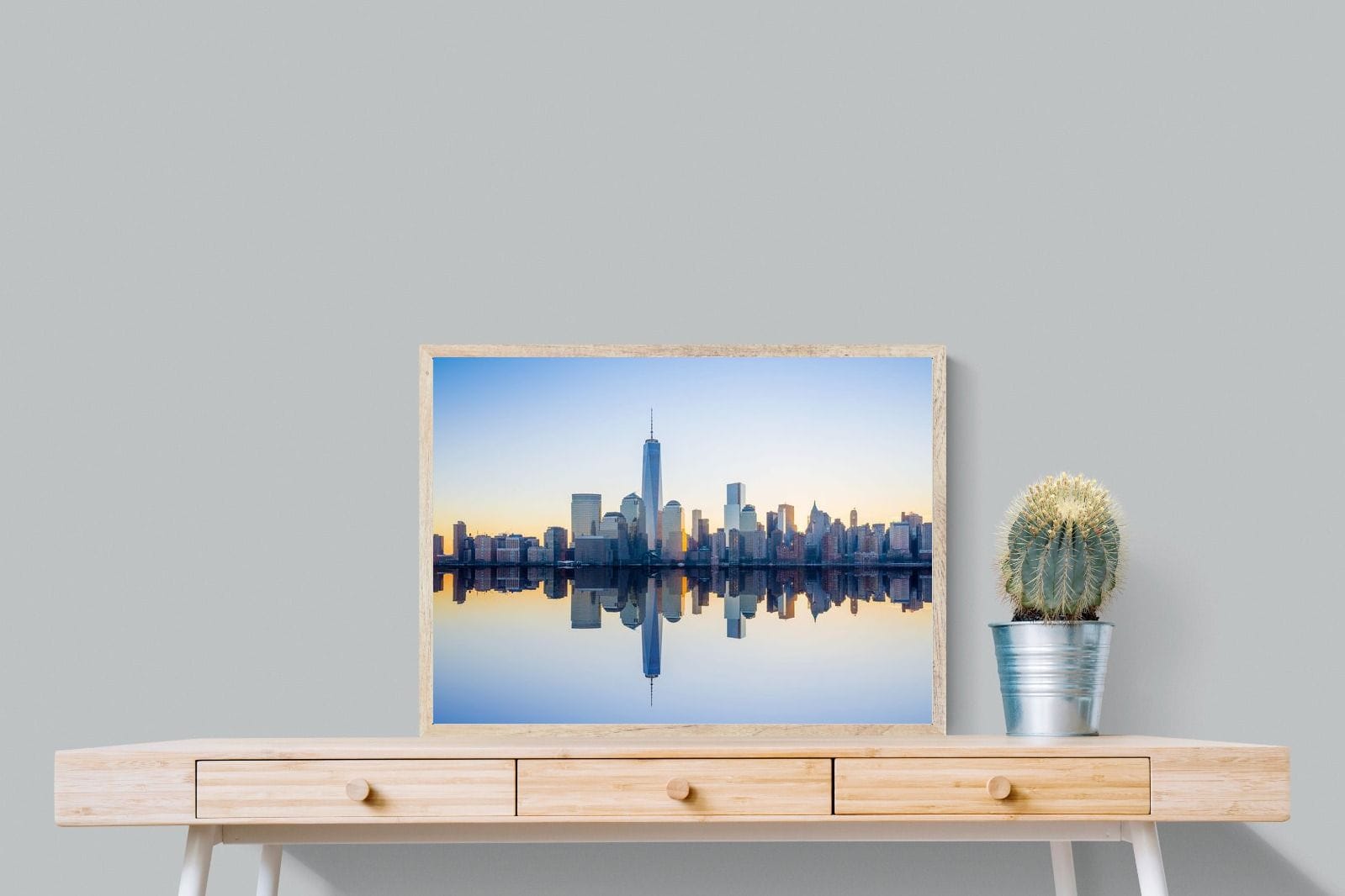 Manhattan Reflection-Wall_Art-80 x 60cm-Mounted Canvas-Wood-Pixalot