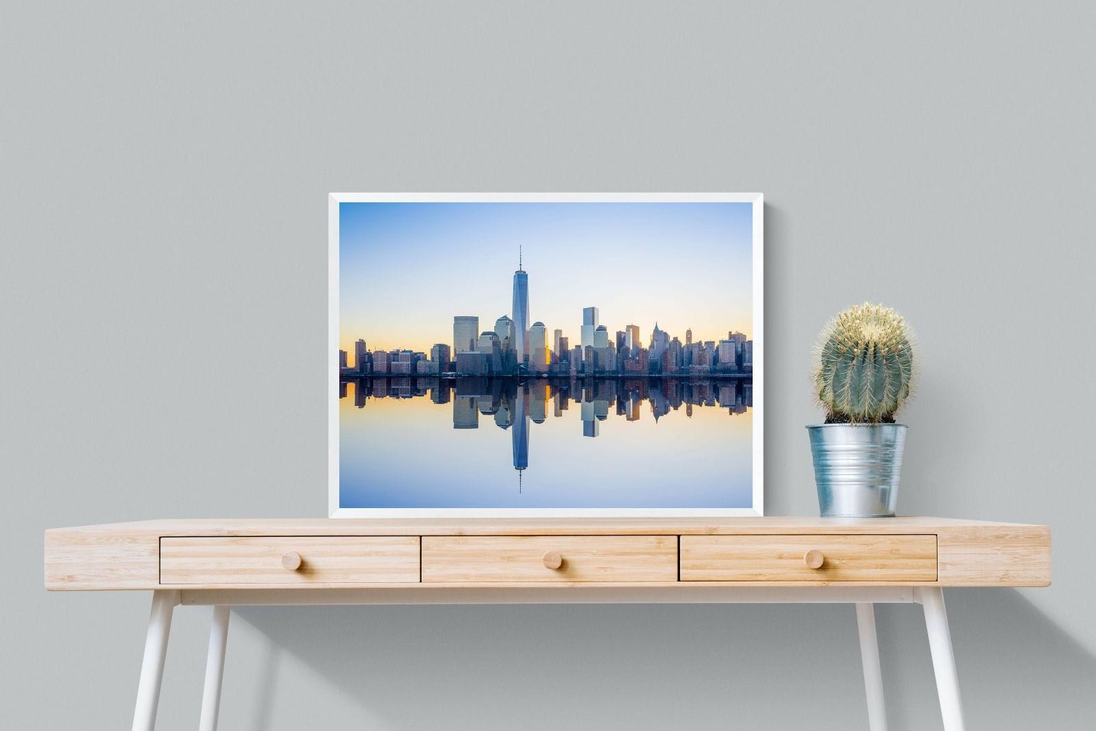 Manhattan Reflection-Wall_Art-80 x 60cm-Mounted Canvas-White-Pixalot