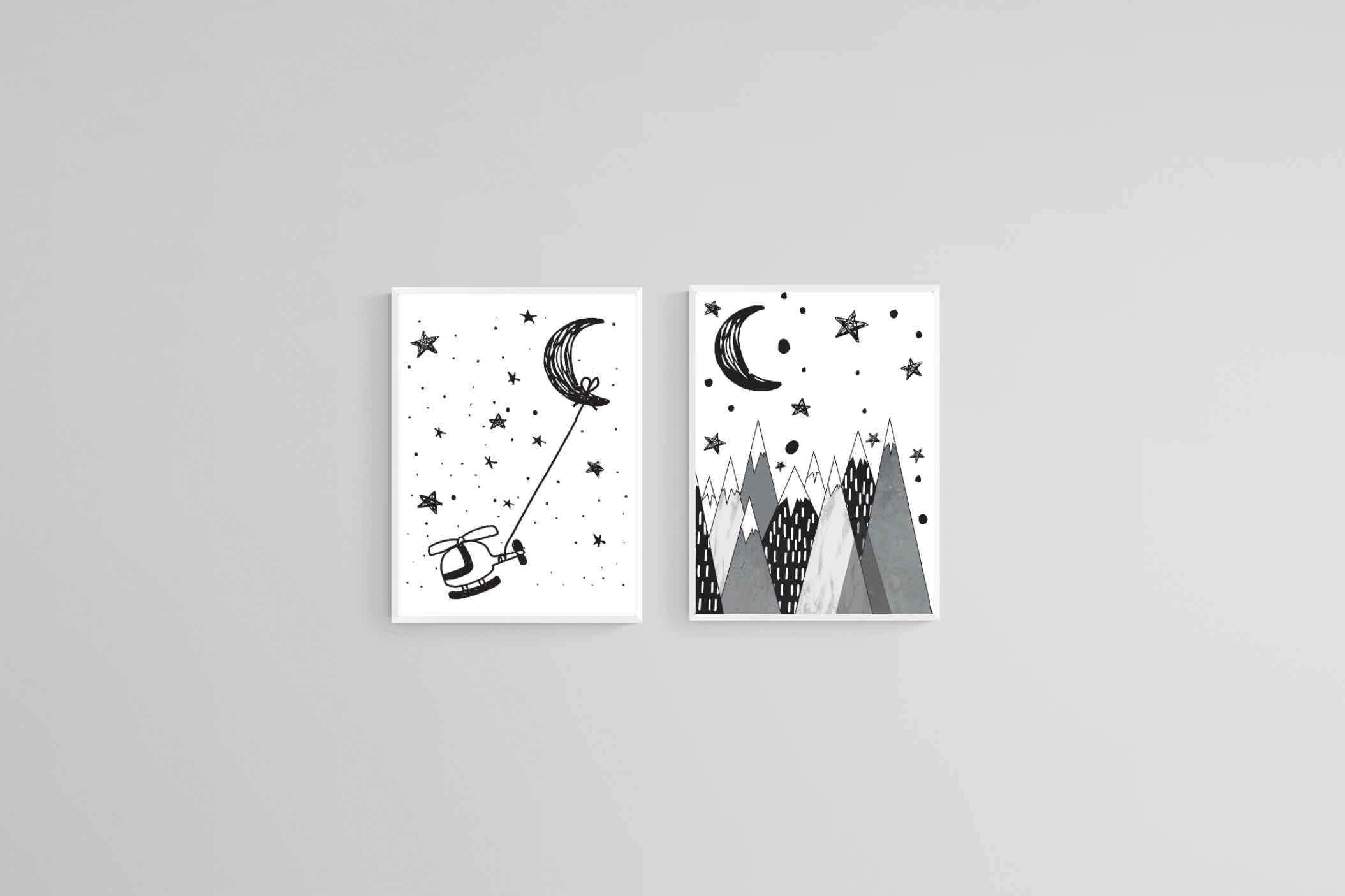 Moon Set-Wall_Art-45 x 60cm (x2)-Mounted Canvas-White-Pixalot