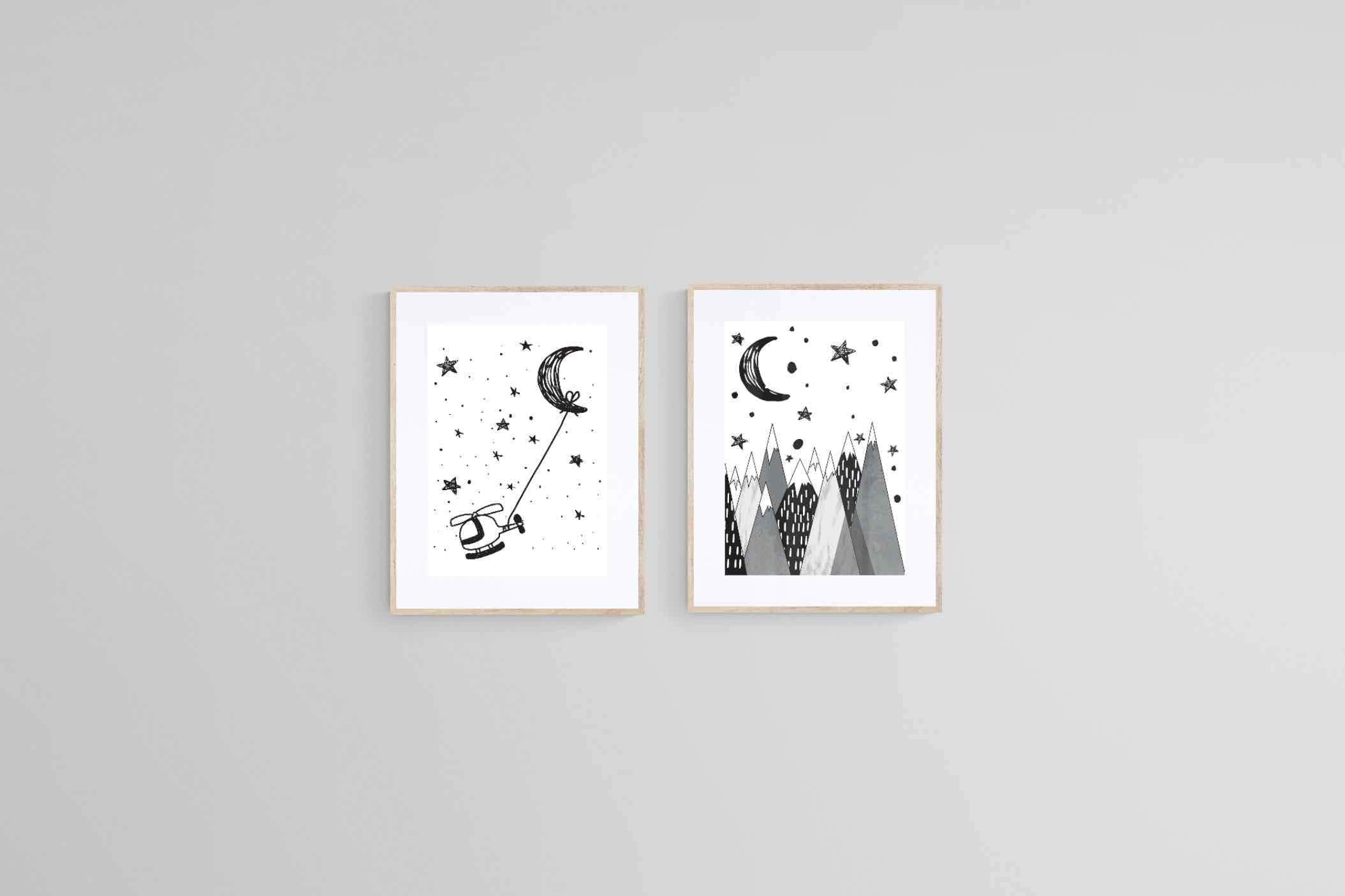 Moon Set-Wall_Art-60 x 80cm (x2)-Framed Print-Wood-Pixalot