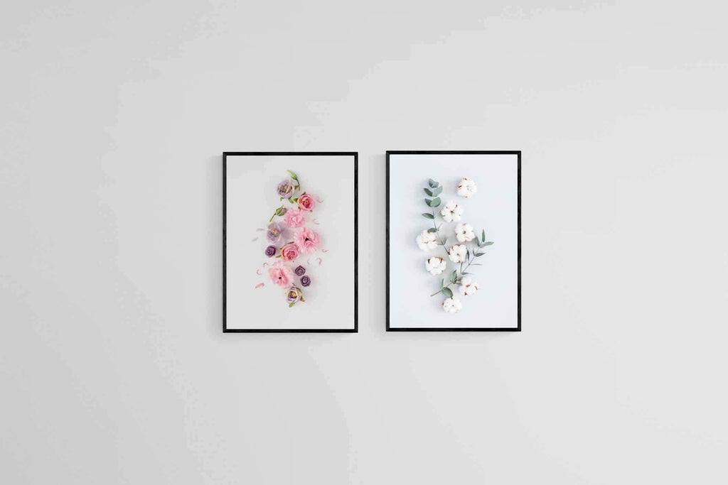 Petals Set-Wall_Art-45 x 60cm (x2)-Mounted Canvas-Black-Pixalot
