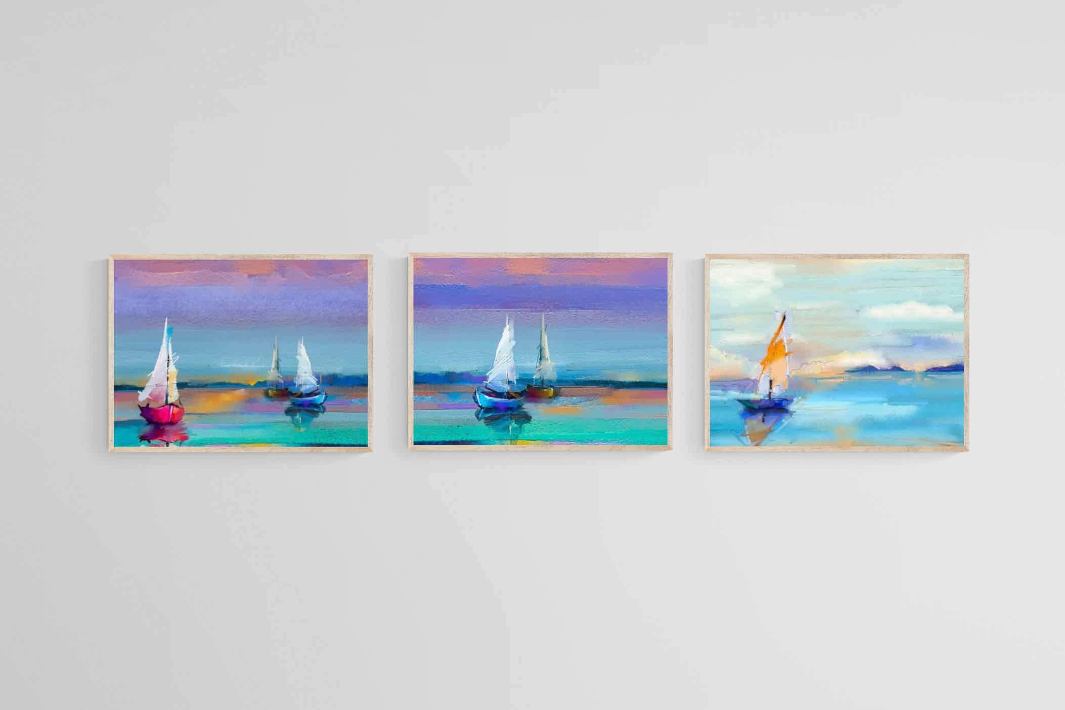 Sails Set-Wall_Art-60 x 45cm (x3)-Mounted Canvas-Wood-Pixalot