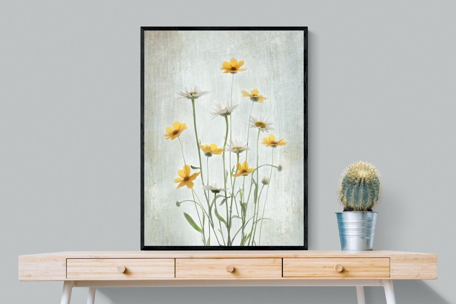 Summer Flowers-Wall_Art-75 x 100cm-Mounted Canvas-Black-Pixalot