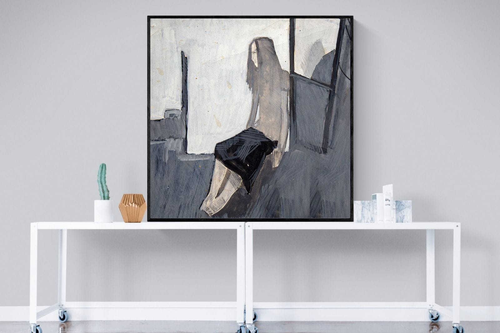 Thoughtful-Wall_Art-120 x 120cm-Mounted Canvas-Black-Pixalot