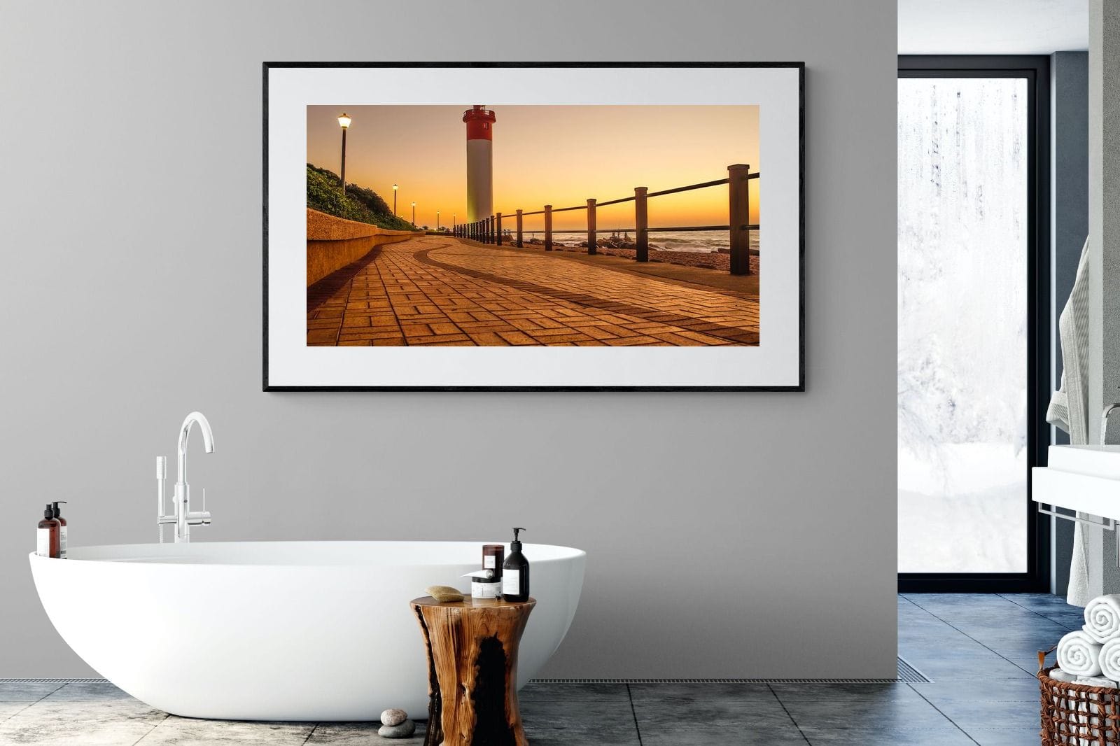 Umhlanga Promenade-Wall_Art-180 x 110cm-Framed Print-Black-Pixalot