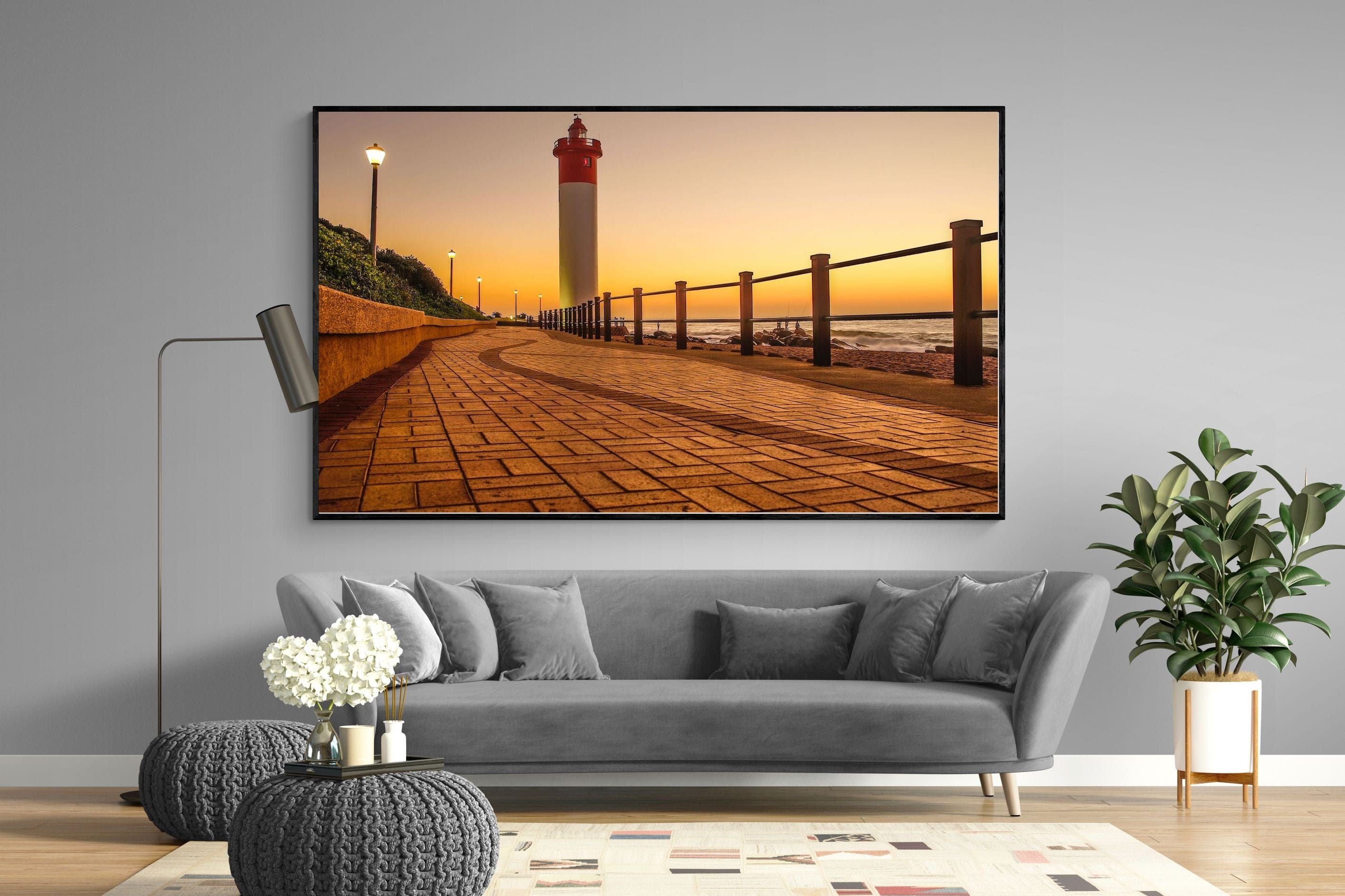 Umhlanga Promenade-Wall_Art-220 x 130cm-Mounted Canvas-Black-Pixalot