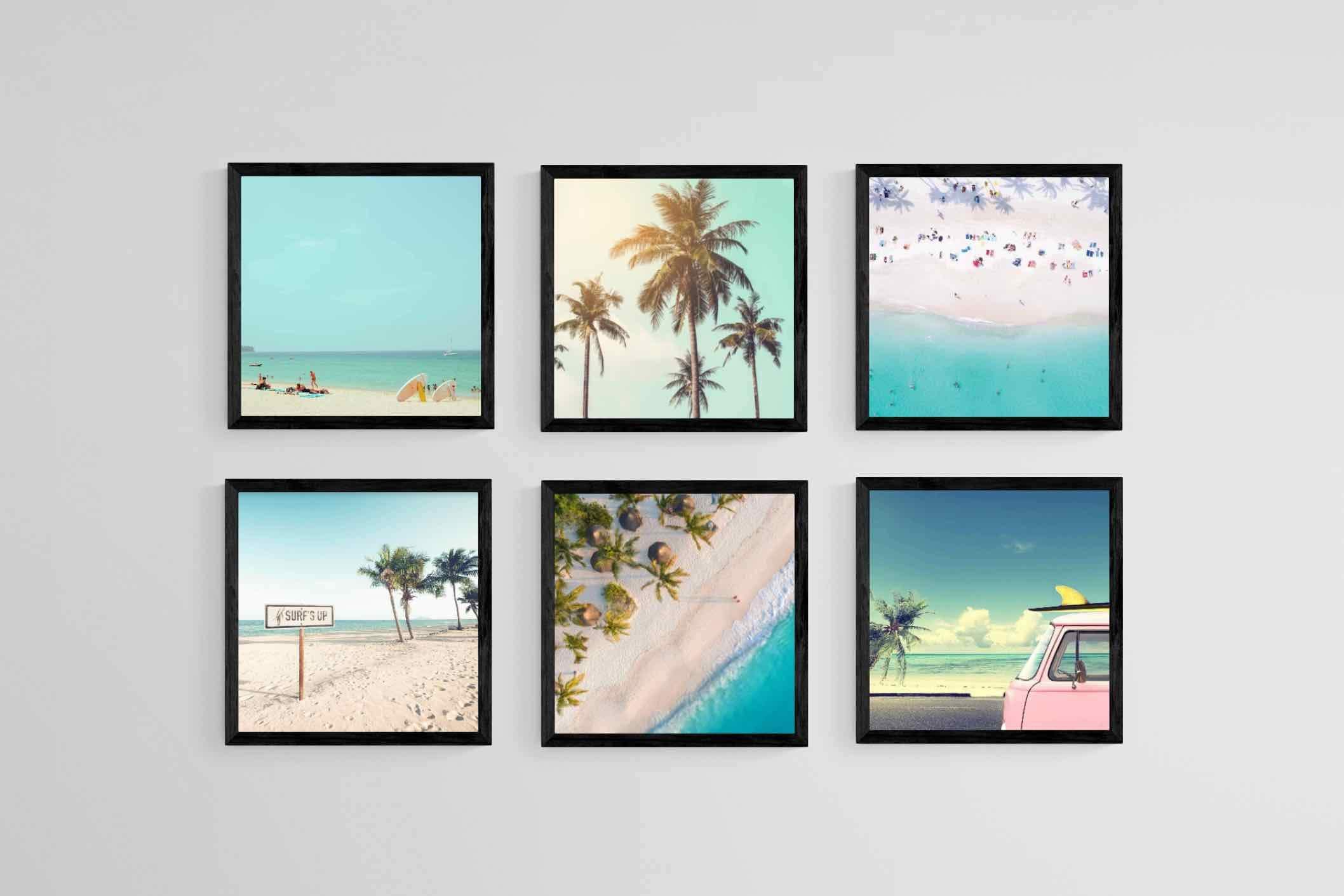 Vacation Set-Wall_Art-30 x 30cm (x6)-Mounted Canvas-Black-Pixalot
