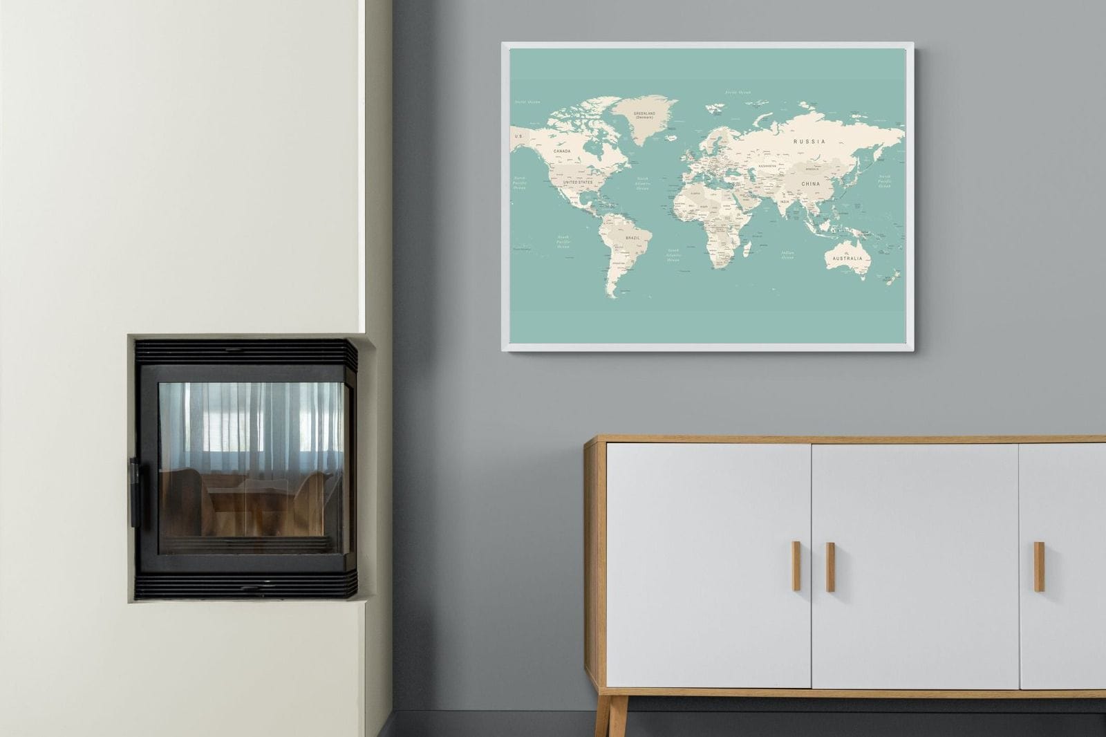 World Map-Wall_Art-100 x 75cm-Mounted Canvas-White-Pixalot