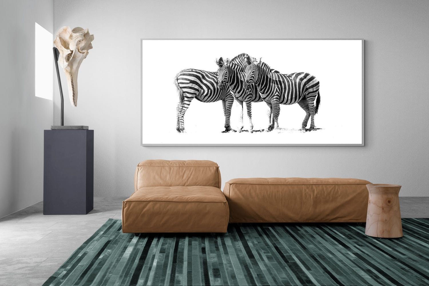 Zebra Trio-Wall_Art-275 x 130cm-Mounted Canvas-White-Pixalot